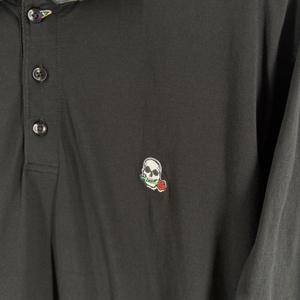 Robert Graham Short Sleeve Polo Shirt Men’s XL Black Skull Rose Skeleton - Picture 5 of 16
